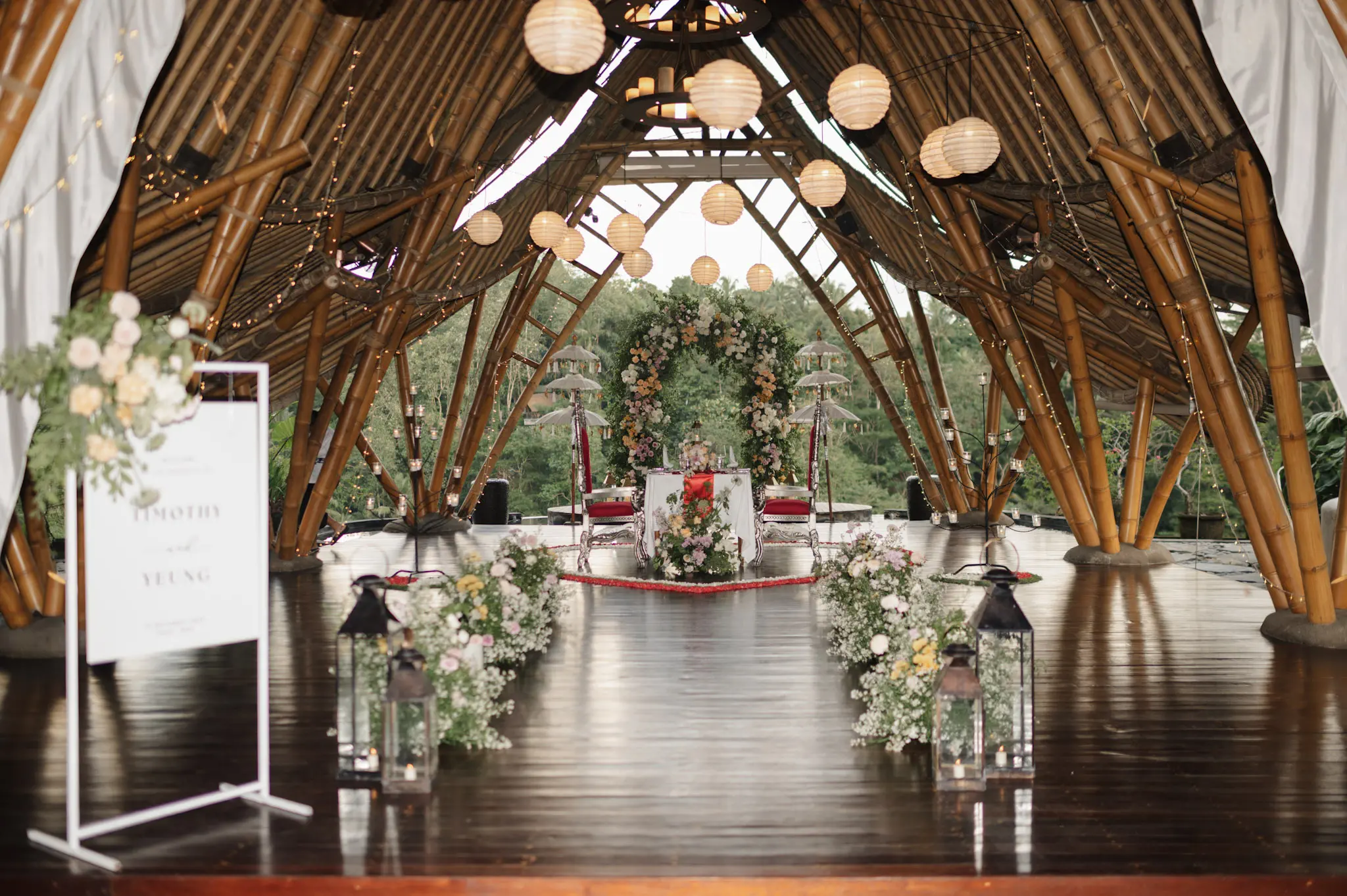 Majestic bamboo chapel in ubud amora bali wedding