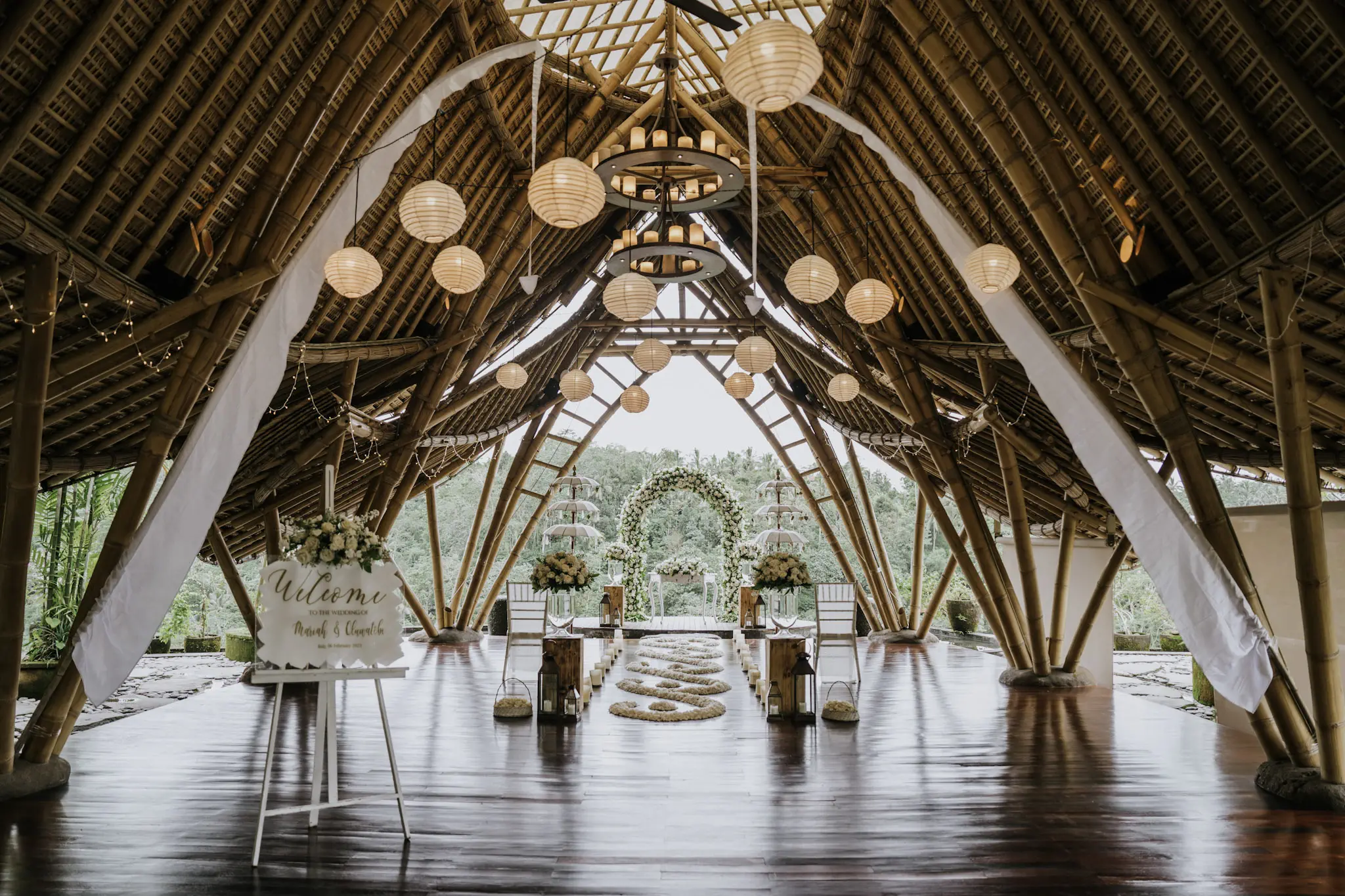 Majestic bamboo chapel in ubud amora bali wedding