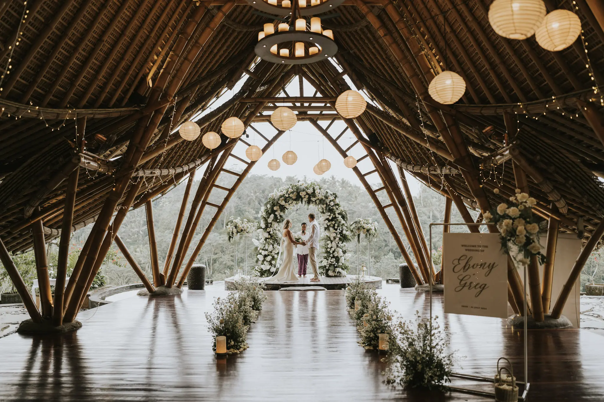 Majestic bamboo chapel in ubud amora bali wedding