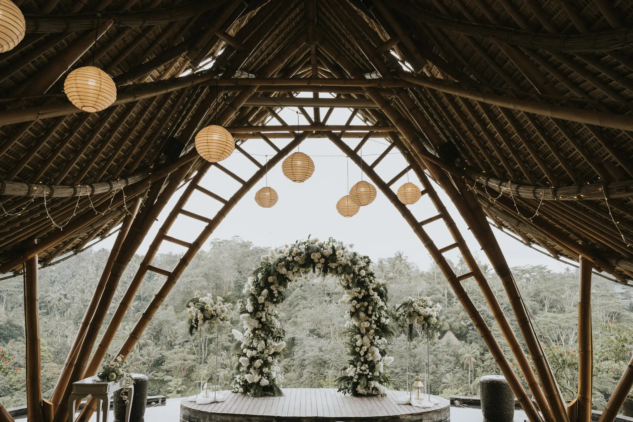 Majestic bamboo chapel in ubud amora bali wedding