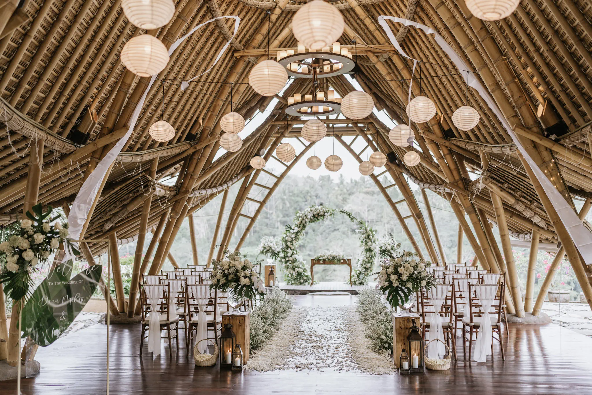 Majestic bamboo chapel in ubud amora bali wedding
