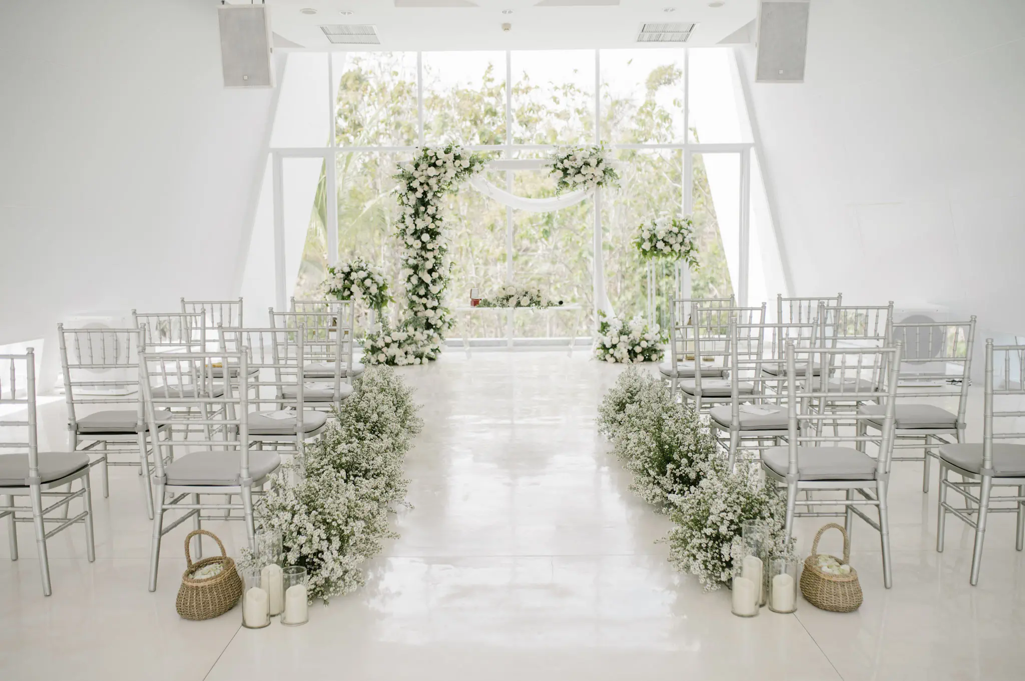 Intimate wedding celebration in epic chapel
